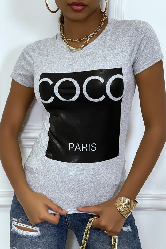 Grijs t-shirt met kokos print - 3