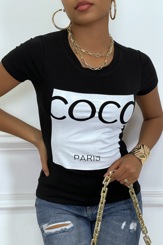 Tee-shirt noir avec impression coco - 3
