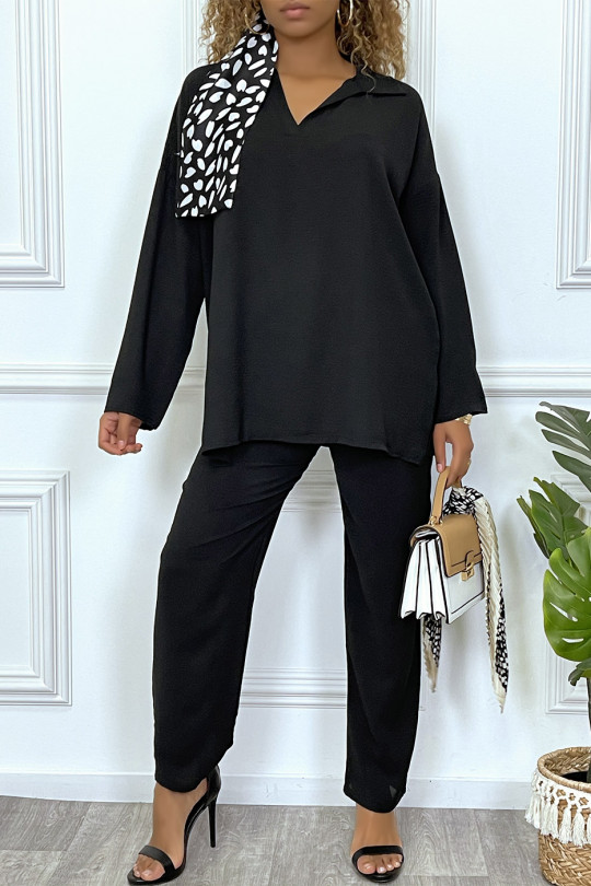 Zwarte tuniek- en broekset, zeer trendy en comfortabel om te dragen - 1