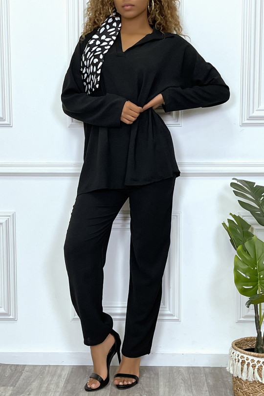 Zwarte tuniek- en broekset, zeer trendy en comfortabel om te dragen - 3