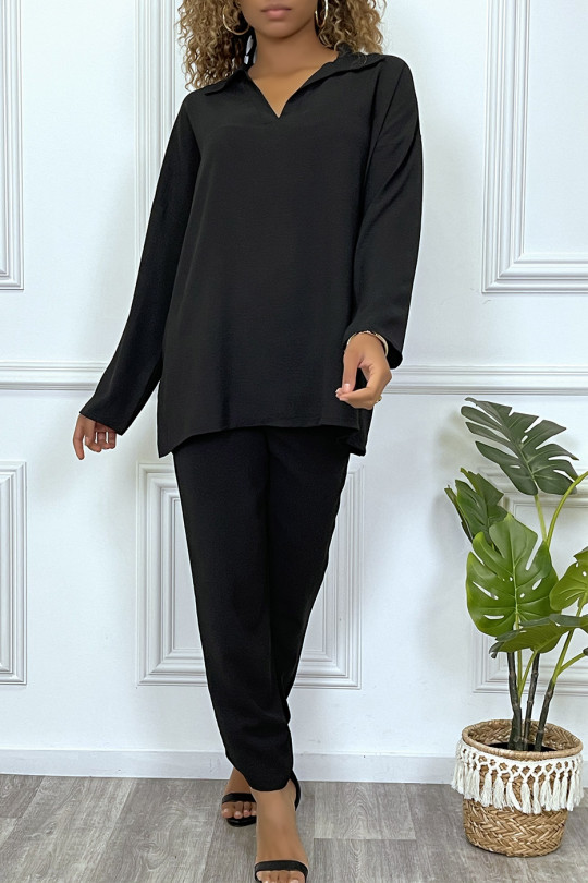 Zwarte tuniek- en broekset, zeer trendy en comfortabel om te dragen - 5