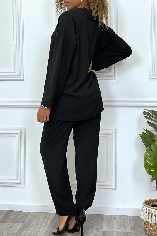 Zwarte tuniek- en broekset, zeer trendy en comfortabel om te dragen - 6