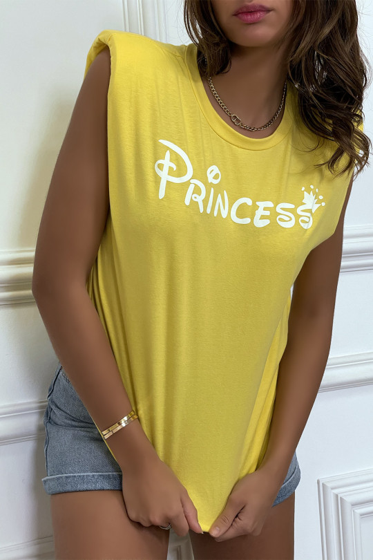 Princess yellow t-shirt with shoulder pads. Top woman fashion for summer - 5