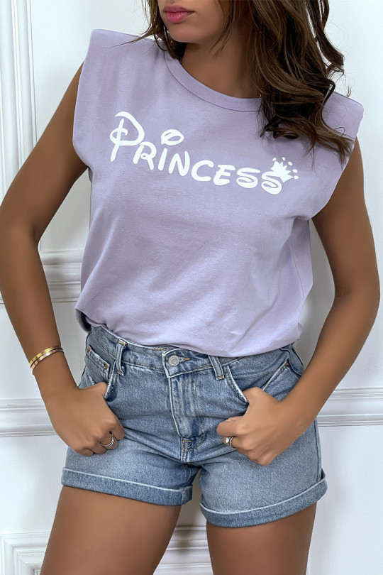 T-shirt Princess lilas avec épaulettes. Top femme fashion pour l'été - 1