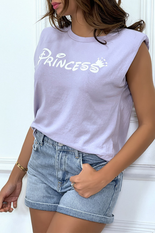 T-shirt Princess lilas avec épaulettes. Top femme fashion pour l'été - 2