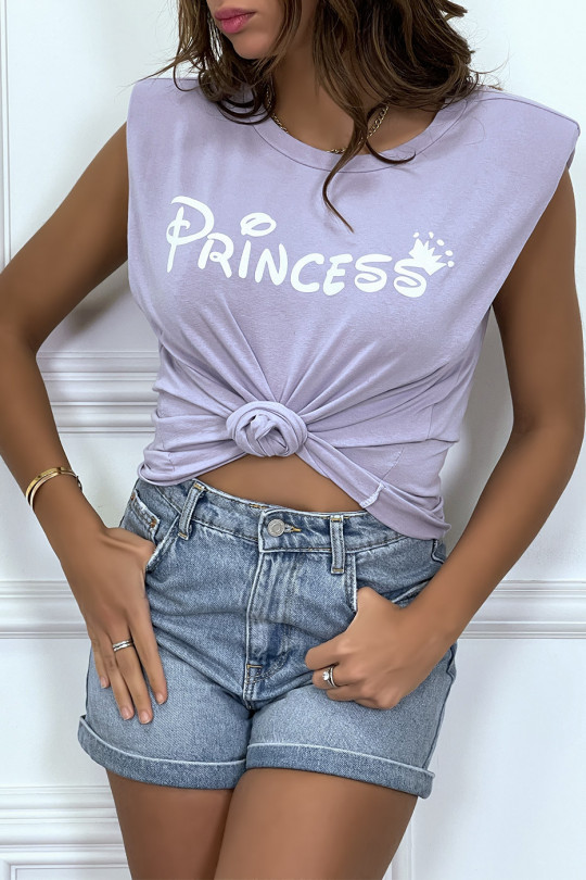 T-shirt Princess lilas avec épaulettes. Top femme fashion pour l'été - 4