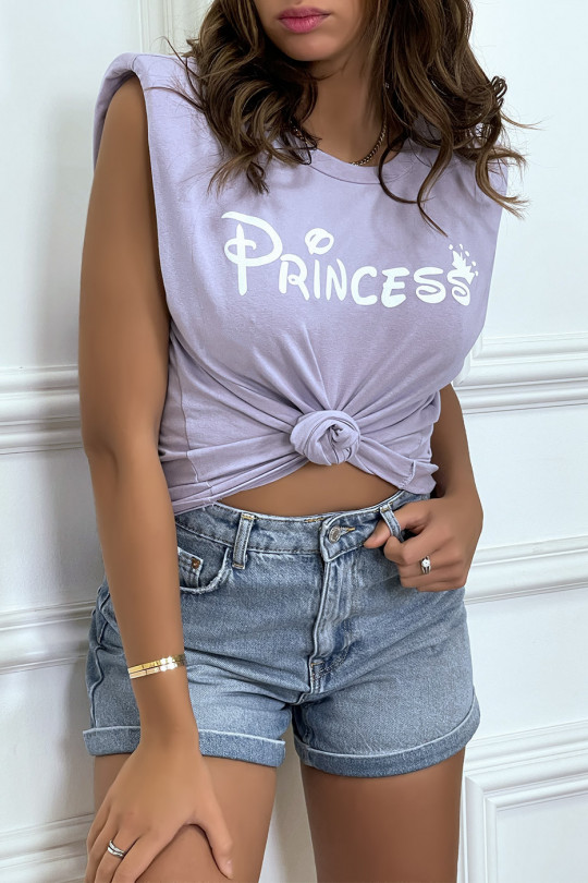 T-shirt Princess lilas avec épaulettes. Top femme fashion pour l'été - 6