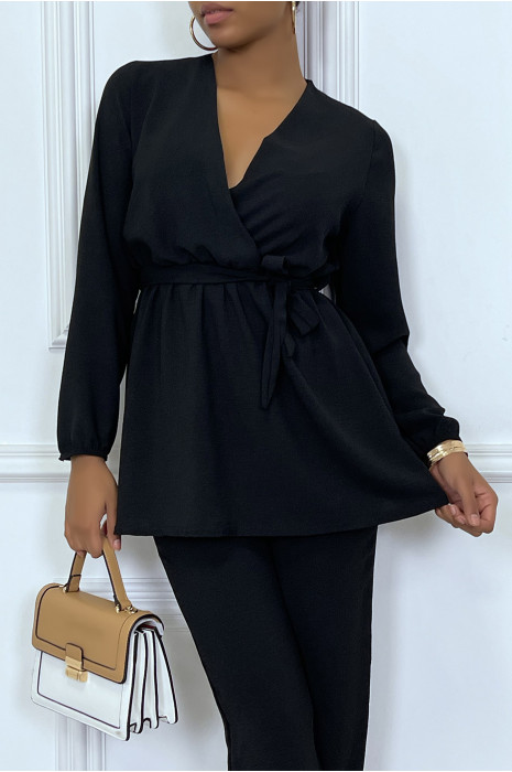 Ensemble cache coeur fluide et pantalon noir élégant - 9