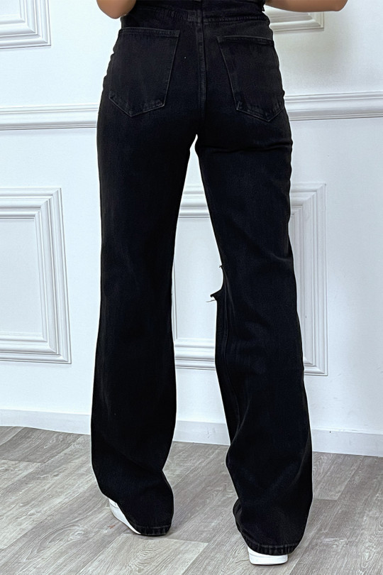 JeBZs boot-cut noir taille haute déchiré aux genoux. Jeans hyper tendance 2021 instagram et TikTok - 10