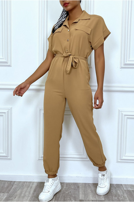 Combinaison camel style safari à nouer à la taille - 2