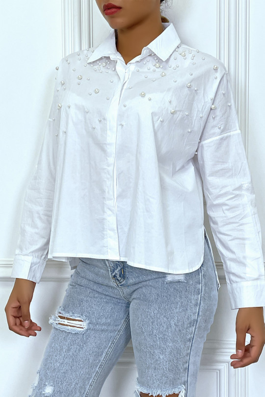 Classic white shirt with pearl detail - 1