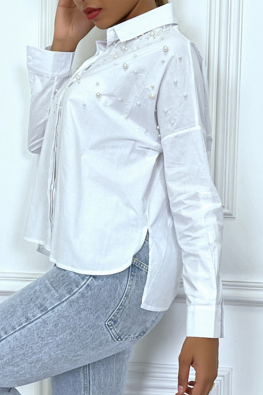 Klassiek wit overhemd met parelmoer detail - 2