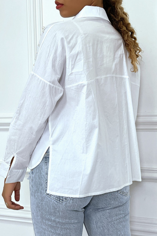 Klassiek wit overhemd met parelmoer detail - 3