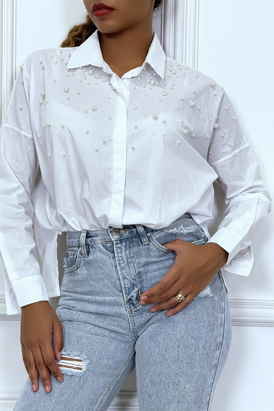 Classic white shirt with pearl detail - 4