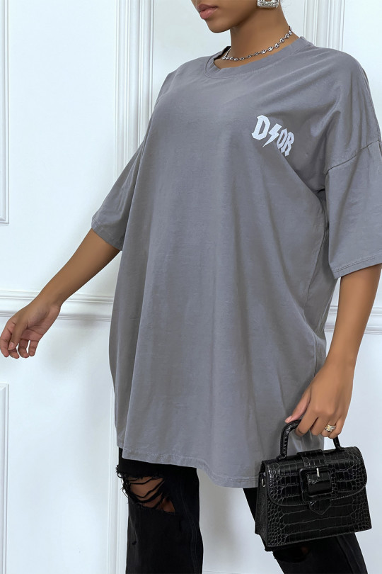 T-shirt oversize gris inspiration tendance instagram "D/OR" - 1