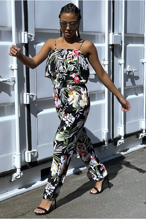 Combinaison pantalon fleuri avec volant au buste - 8