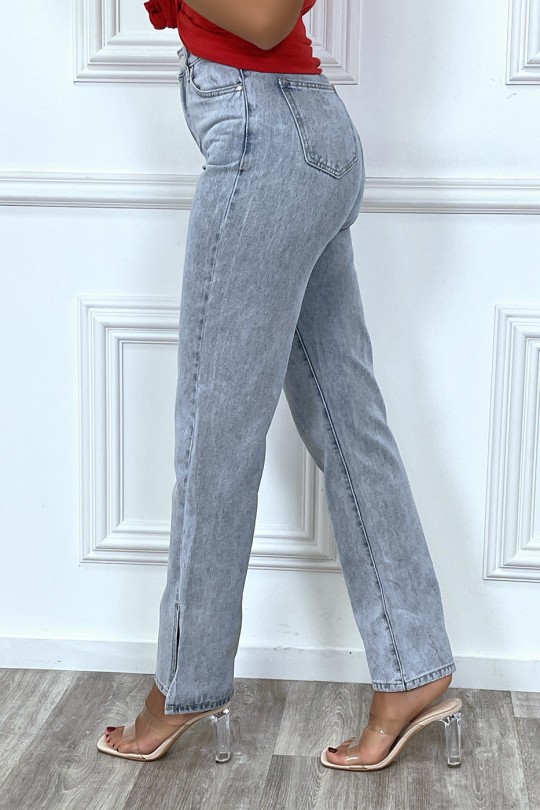 Straight-cut blue jeans with slits - 3