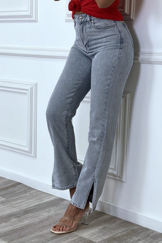 Straight-cut blue jeans with slits - 6