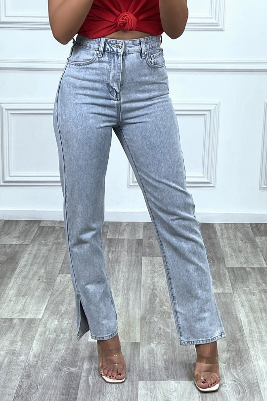 Straight-cut blue jeans with slits - 9