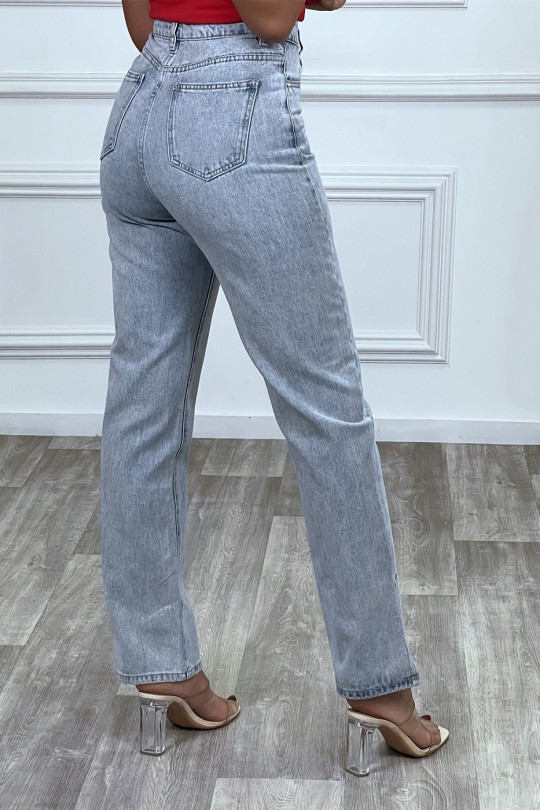 Straight-cut blue jeans with slits - 11