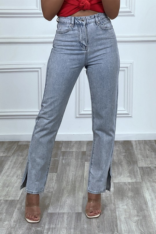 Straight-cut blue jeans with slits - 12