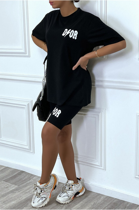 Biker Shorts Ensemble Cycliste T Shirt Black Oversized T Shirt And