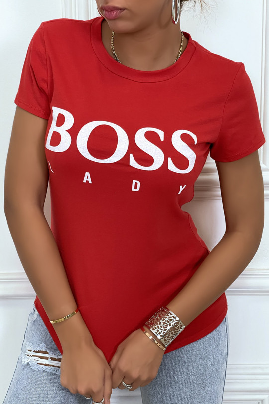 Tee-shirt rouge imprimé BOSS - 1