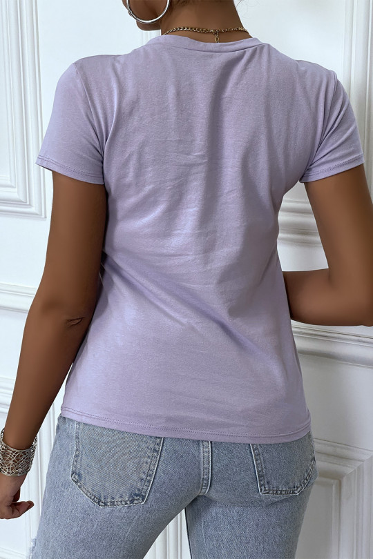 Tee-shirt lilas imprimé BOSS - 3