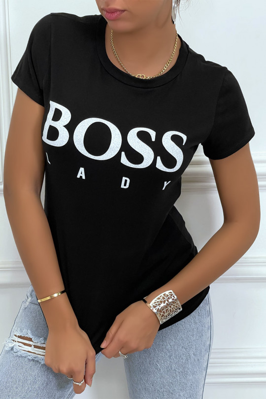 Tee-shirt noir imprimé BOSS - 1