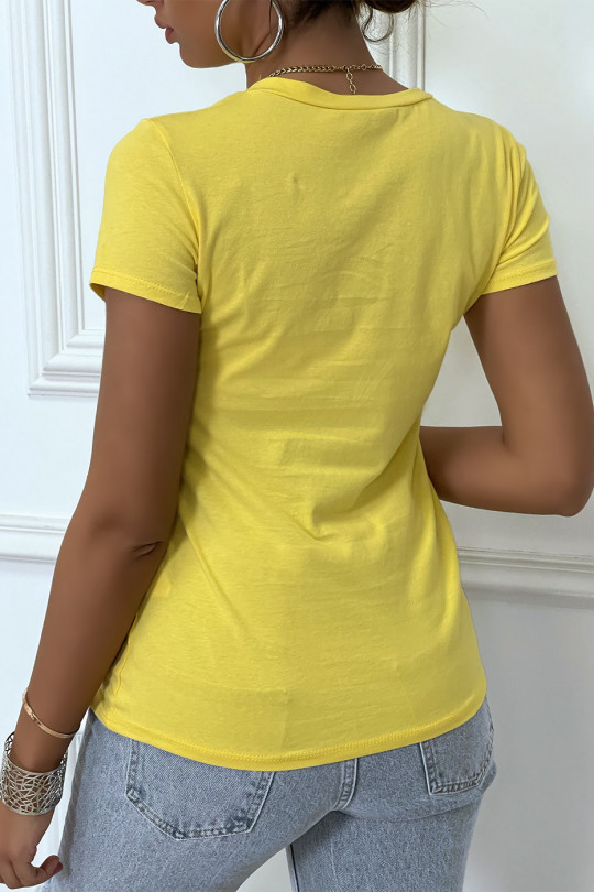 Tee-shirt jaune imprimé BOSS - 3