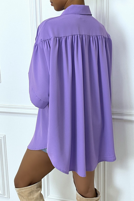 Oversized lila blouse met korte mouwen - 7