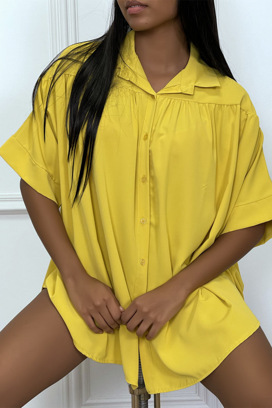 Mustard oversized short-sleeved blouse - 9