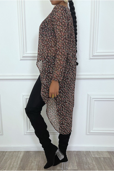 Blouse en voile noir asymetrique motif liberty - 2