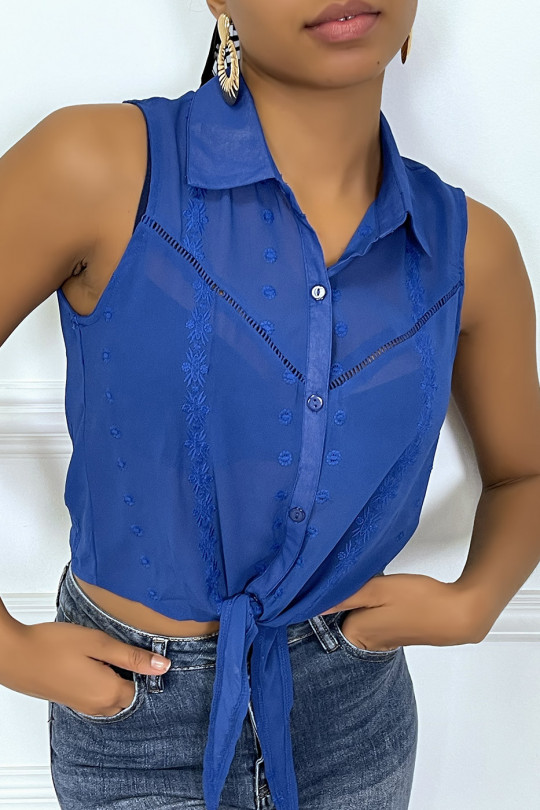 Royal veil tank blouse with bow fastening - 4