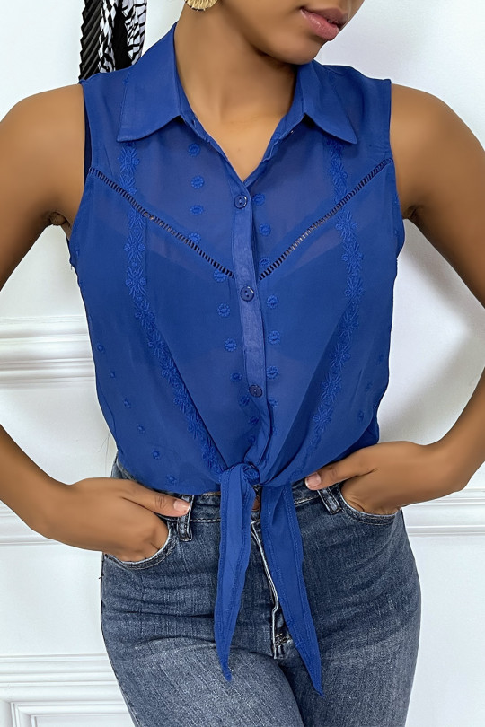 Royal veil tank blouse with bow fastening - 5