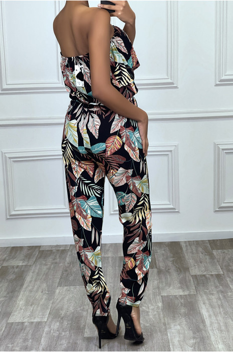 Black floral pattern jumpsuit - 2