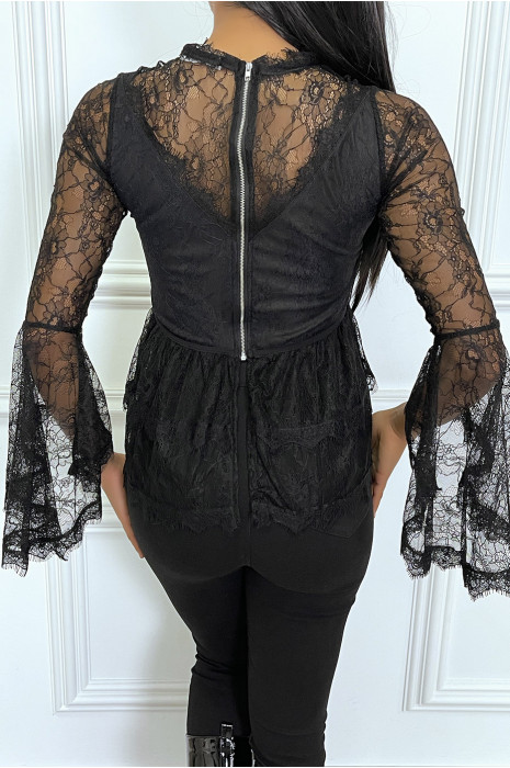 haut femme dentelle noir