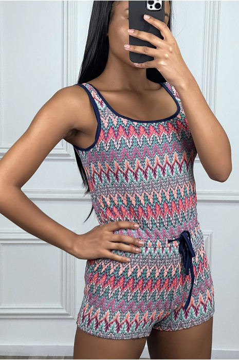 Combishort orange col débardeur et lacet à la taille - 6