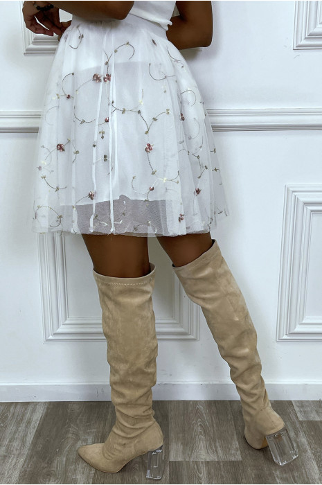 Jupe tutu blanche élastique en tulle - 3