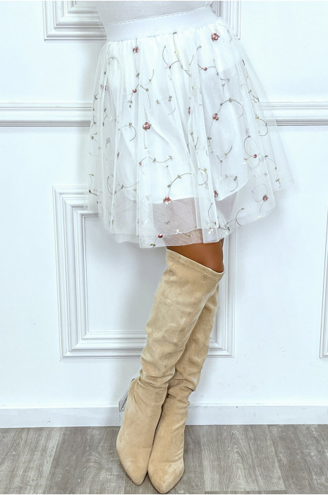 Jupe tutu blanche élastique en tulle - 4