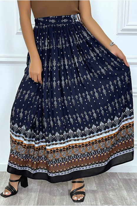 Jupe bohème bleu marine à motifs - 4