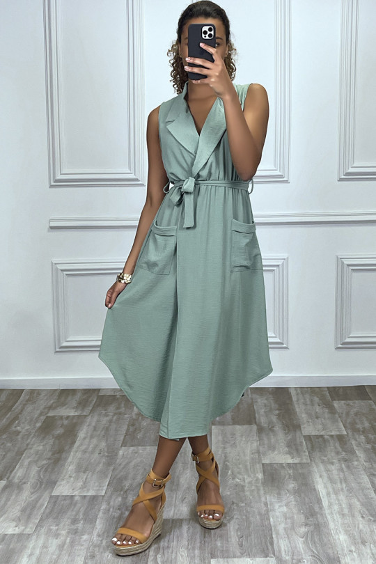 RoLR long sea green wrap style with collar - 2
