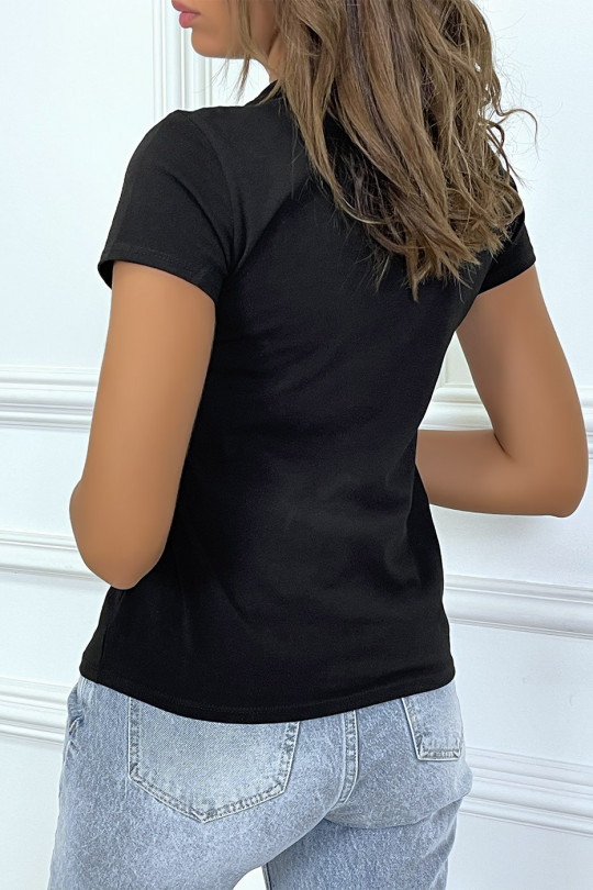 Basic black round neck T-shirt with "Everlast" lettering - 1