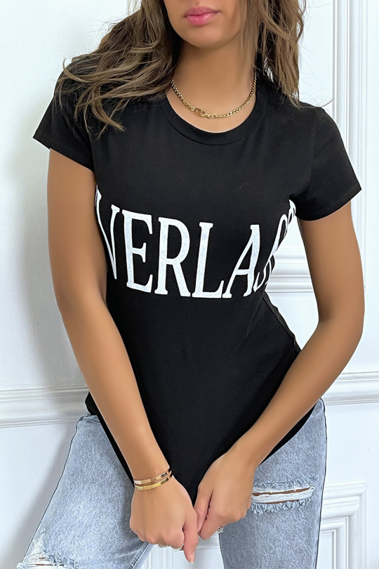 Basic black round neck T-shirt with "Everlast" lettering - 3