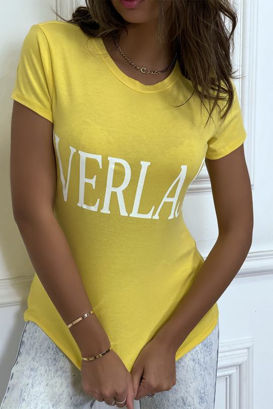 Geel basic T-shirt met ronde hals en opschrift "Everlast" - 6