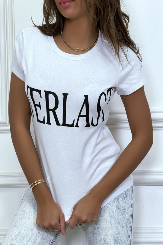 T-shirt basique blanc col rond inscription "Everlast" - 5