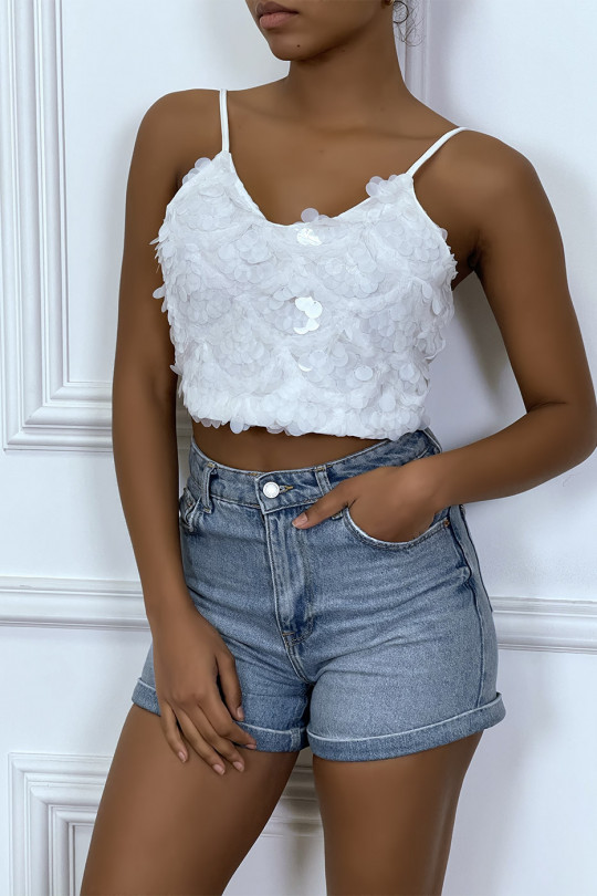 White sequined crop top - 1