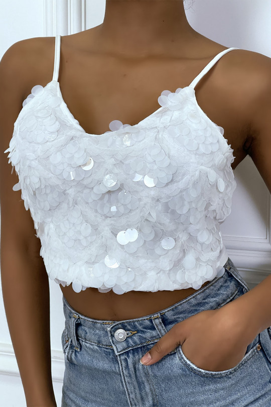 White sequined crop top - 3