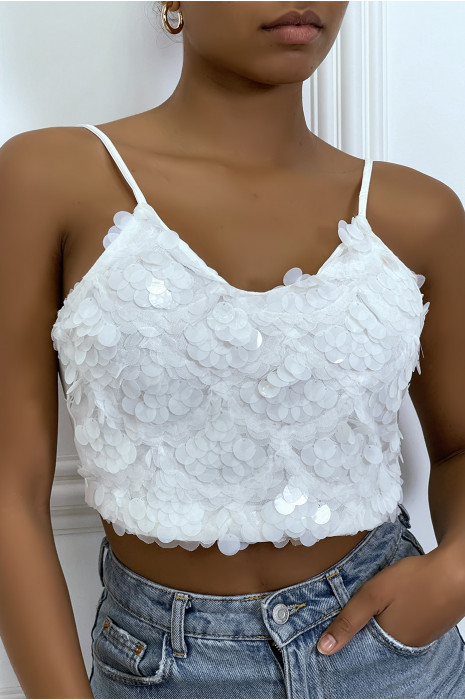 White sequined crop top - 4