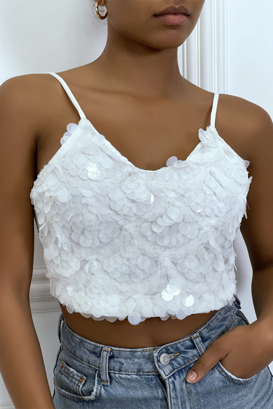 White sequined crop top - 4